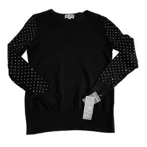 JM Collection Women's Bling Long Sleeve Top Black Size Petite PP Pullover